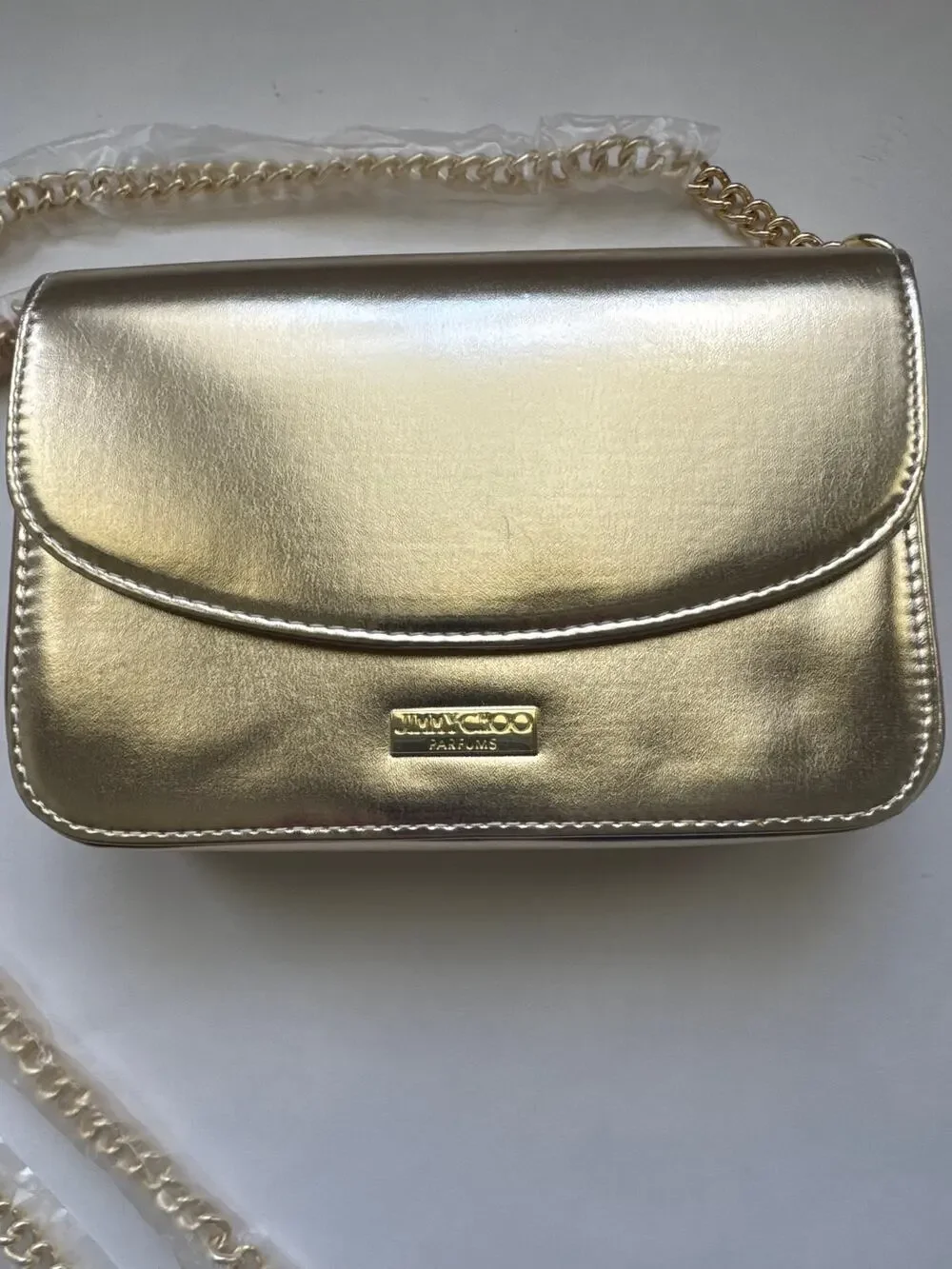 NWT Jimmy Choo Gold Tone Crossbody Bag